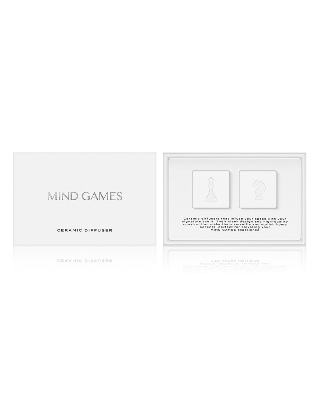 Mind Games Ceramic Diffuser Set White Chess King & Knight Decor & Free Sample